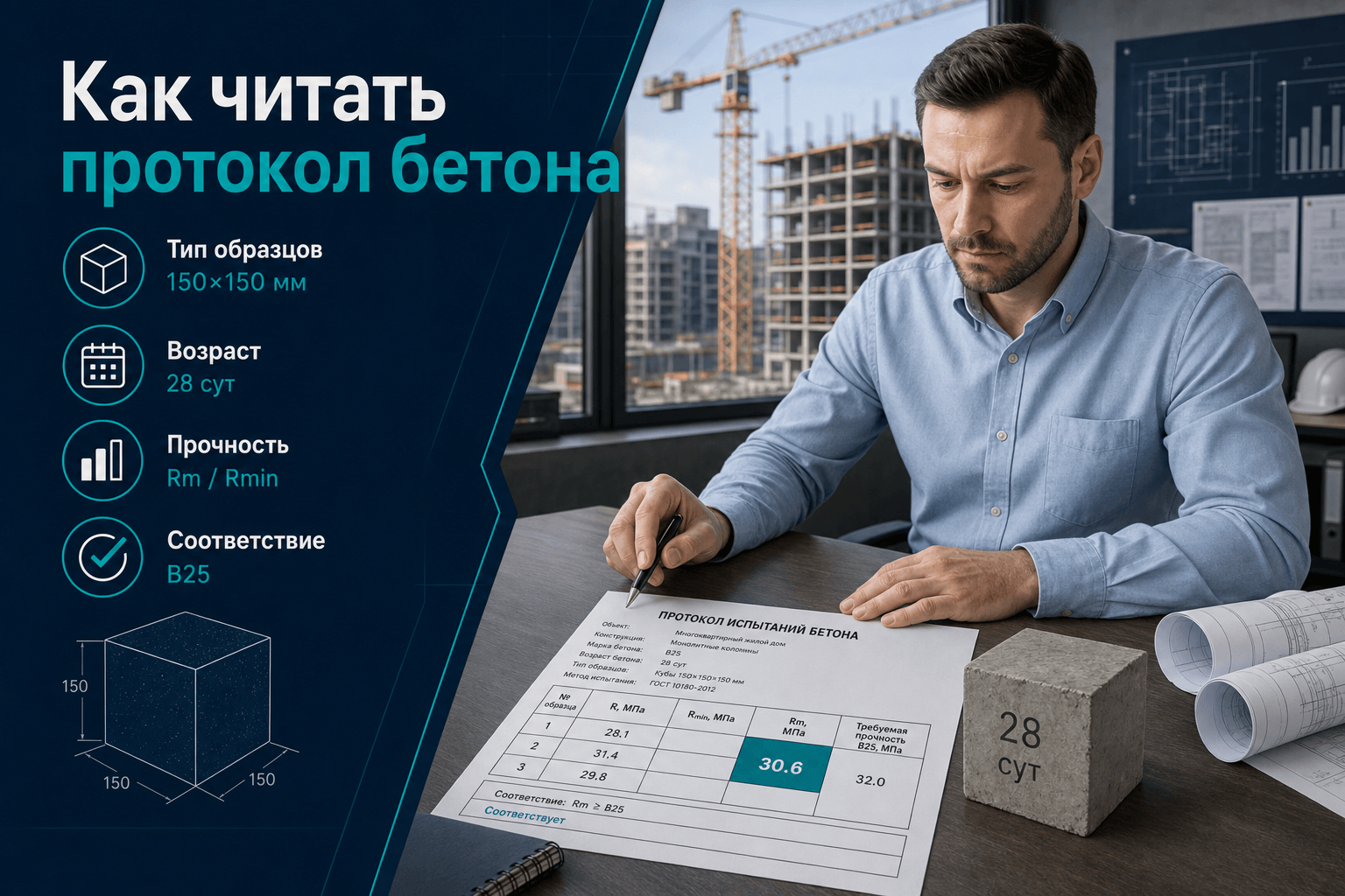 Как инженеру ПТО читать протокол испытания бетона: разбор полей