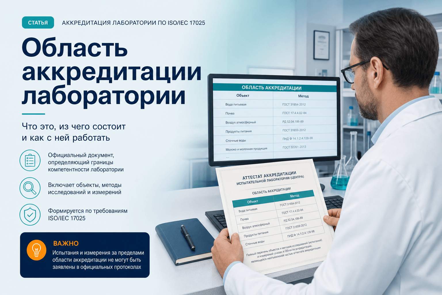 Область аккредитации лаборатории по ГОСТ ISO/IEC 17025: что входит