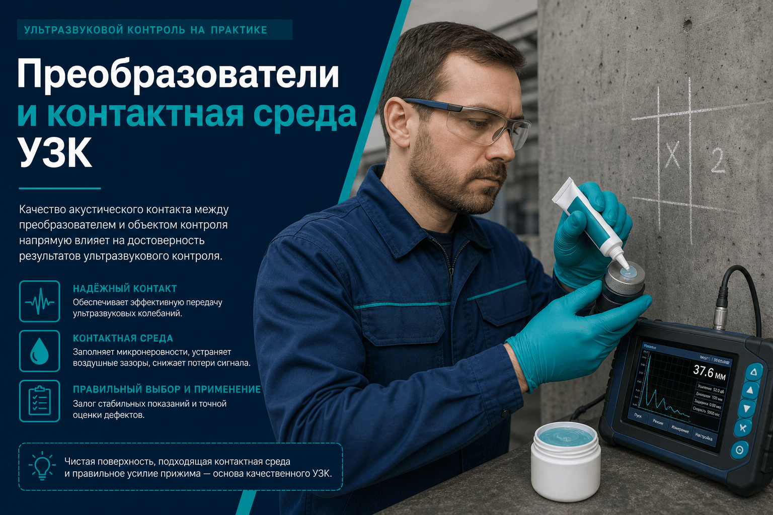 Преобразователи и контактная среда для УЗК по ГОСТ 17624