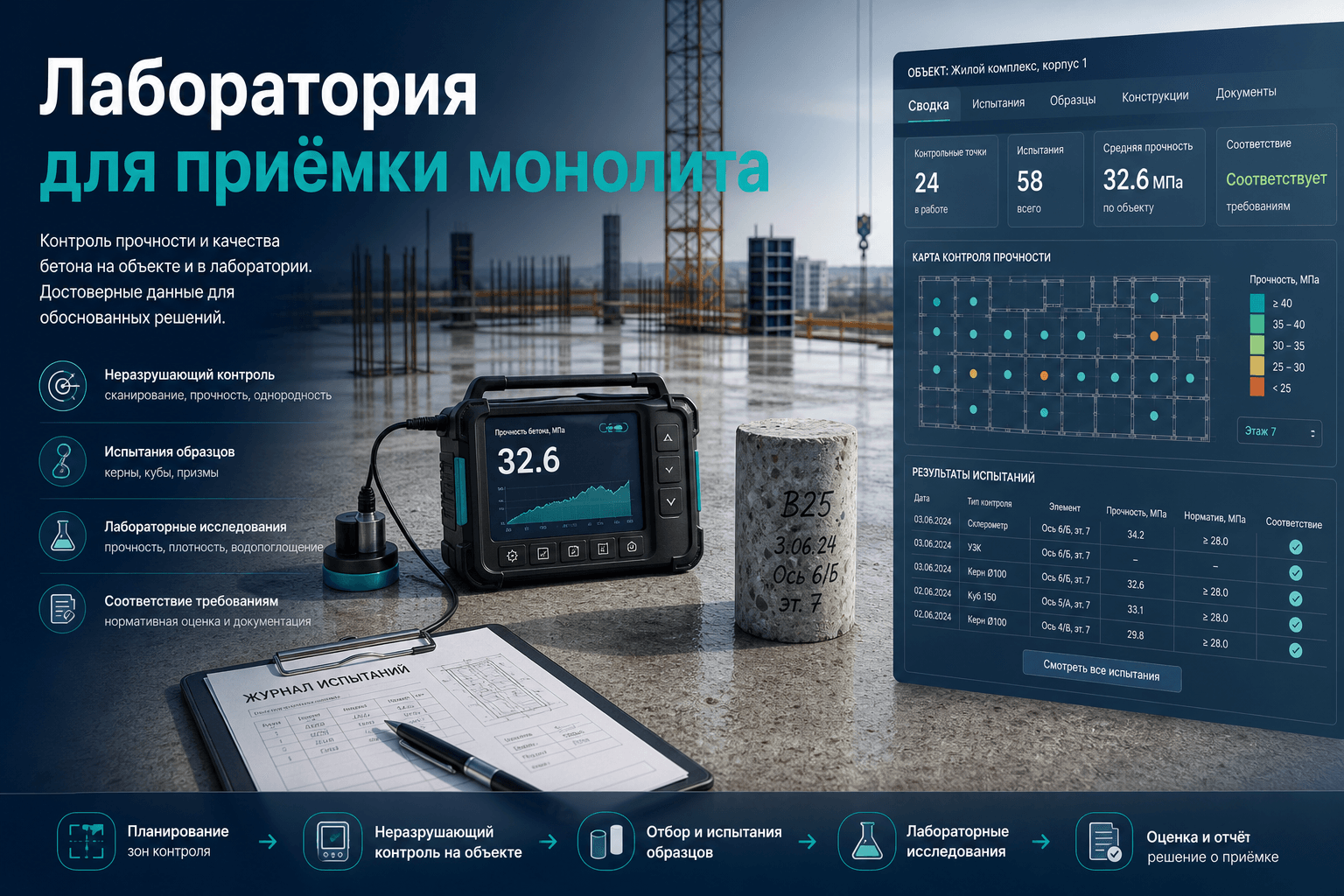 Лаборатория для приёмки монолита: НК, керны и кубы — сводка каталога LABGO