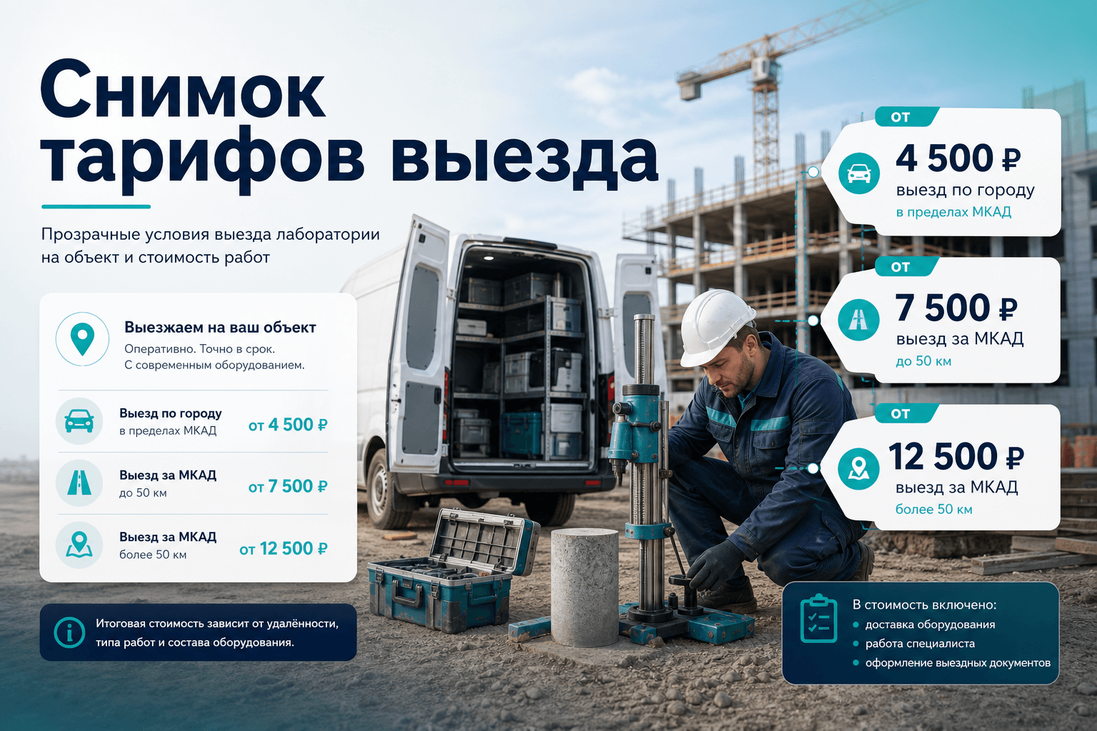 Сводка тарифов выезда лаборатории: данные прайсов LABGO для инженера ПТО