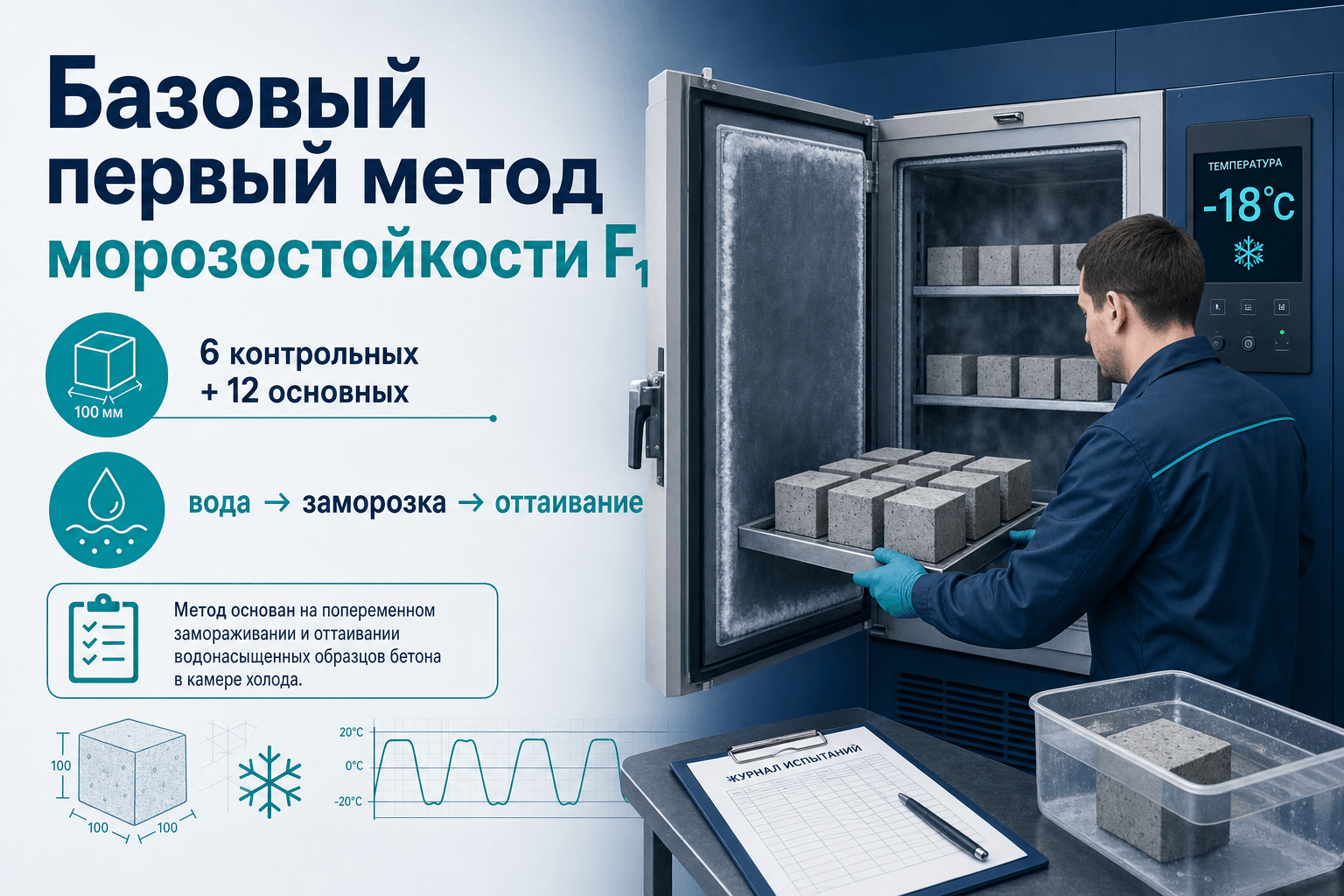 Базовый (первый) метод морозостойкости по ГОСТ 10060