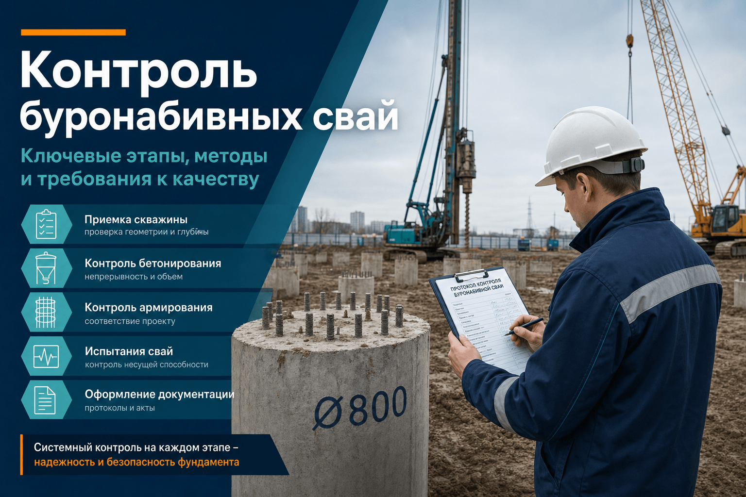 Контроль сплошности буронабивных свай по ГОСТ Р 72171-2025