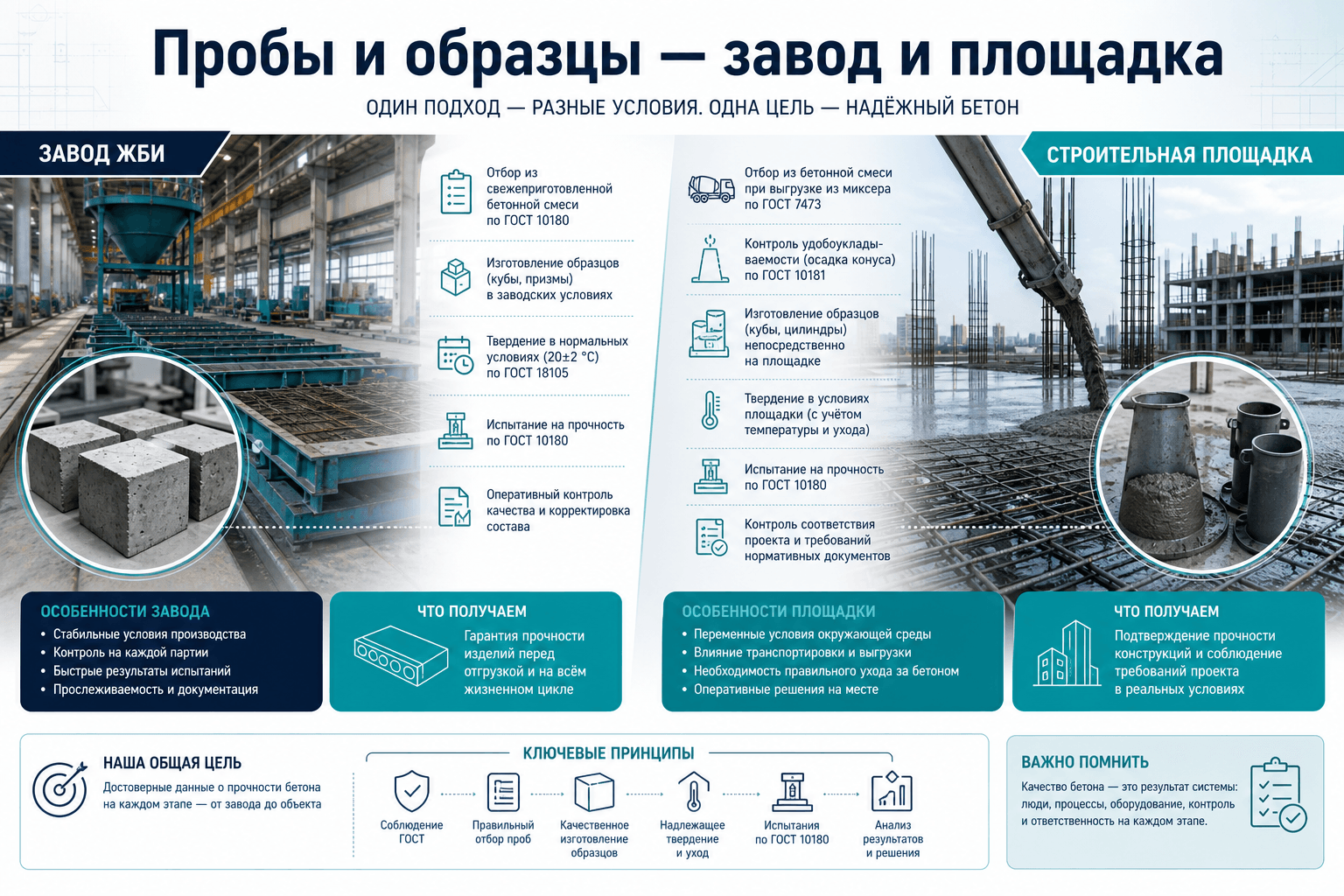 Пробы и образцы: отбор на заводе ЖБИ и на монолите