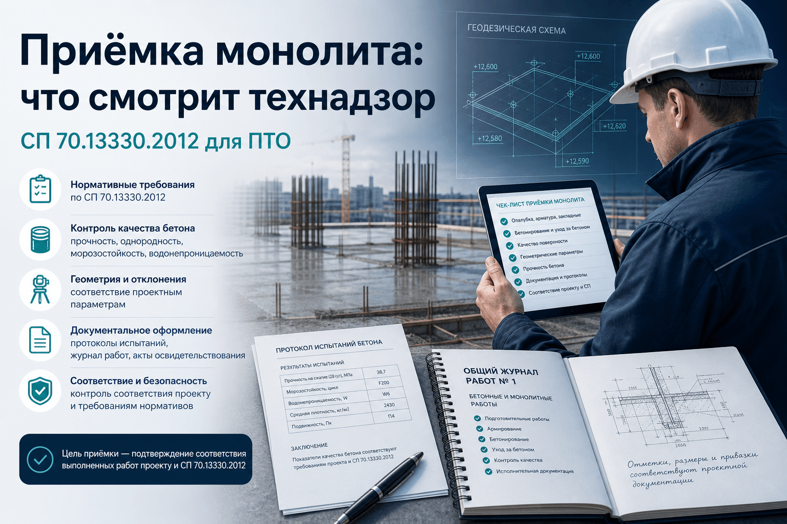 Приёмка монолита: что смотрит технадзор по СП 70.13330.2012