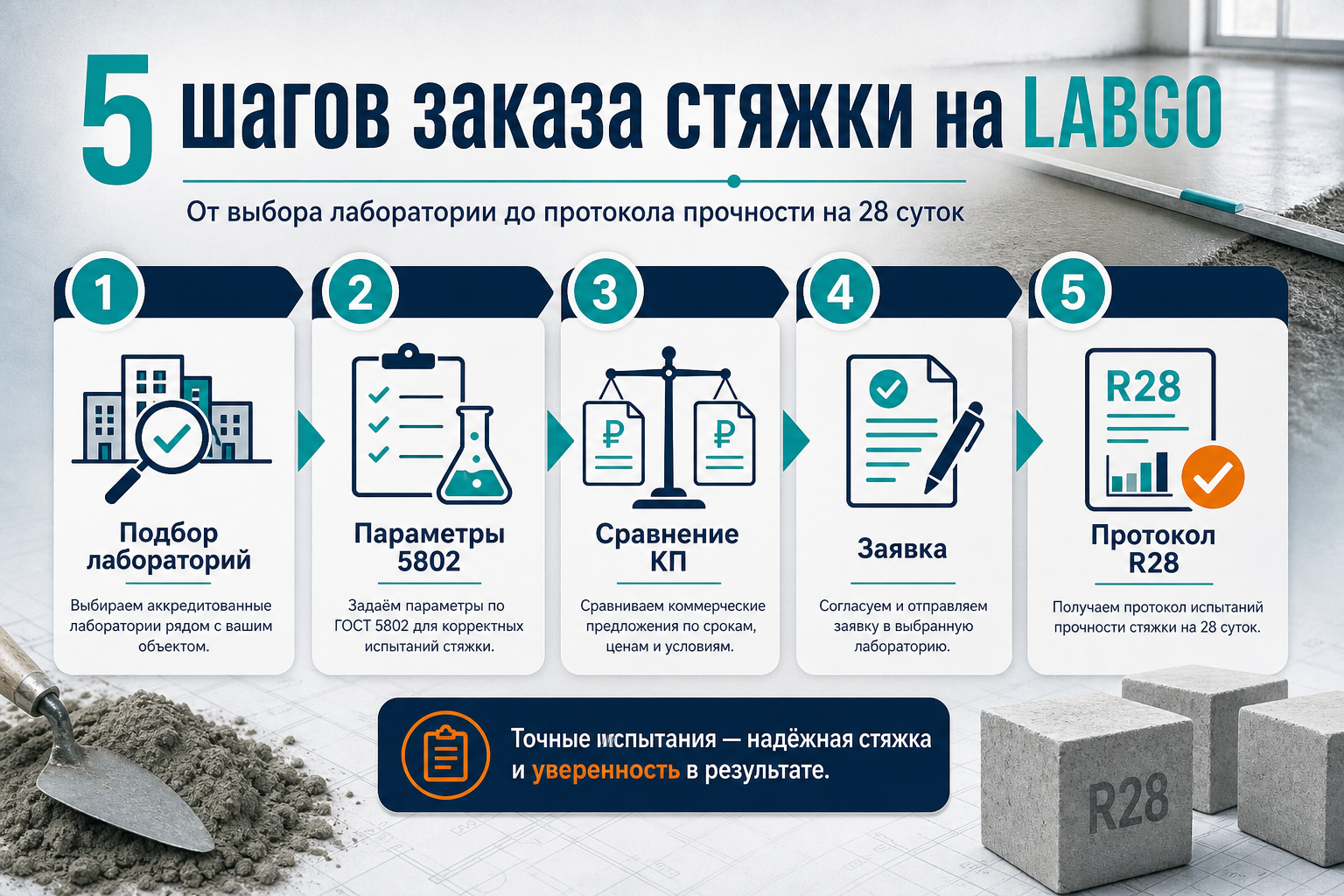 Пять шагов заказа испытания стяжки на LABGO